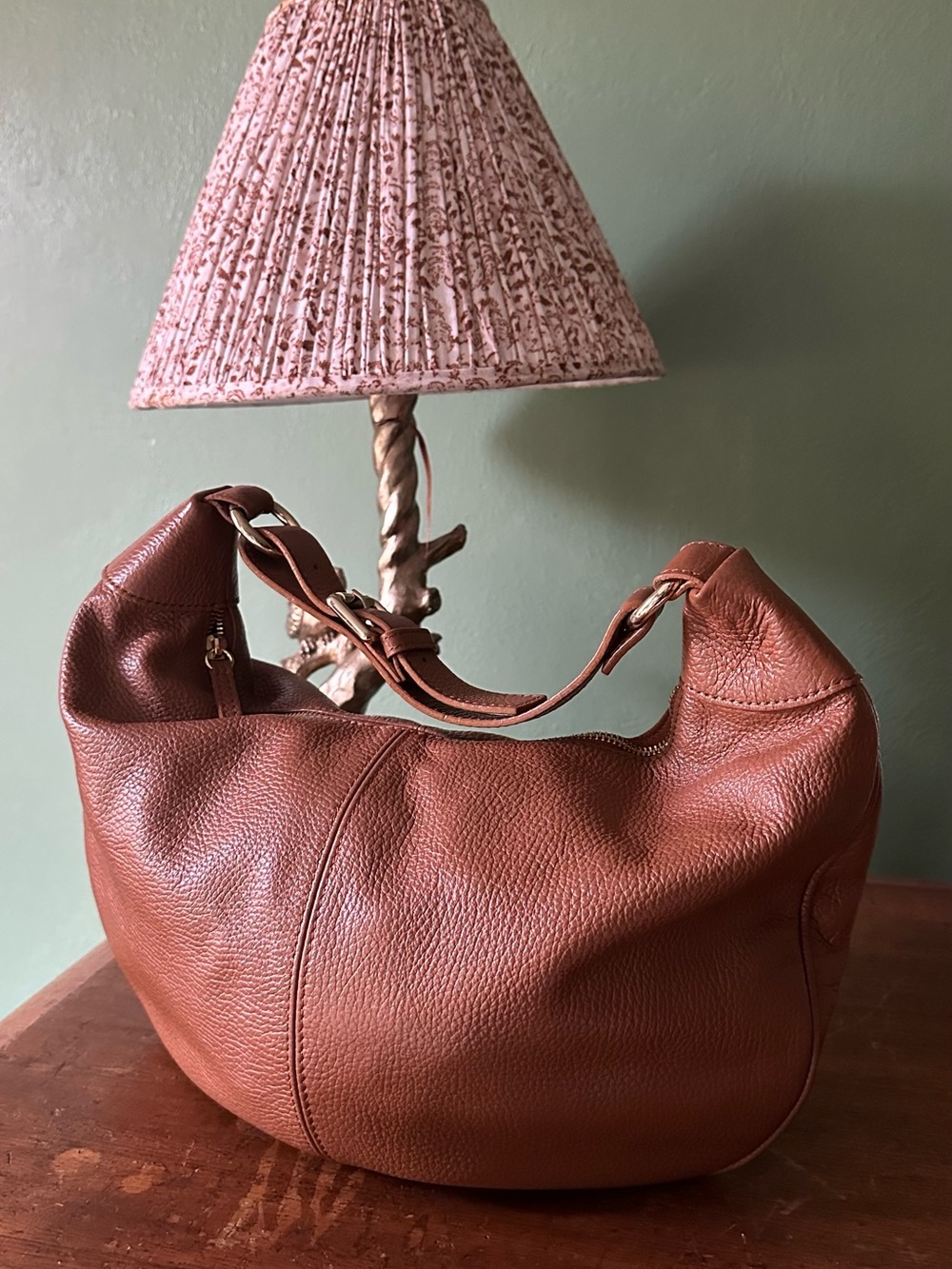 Quince Leather Hobo Shoulder Bag in Cognac Brown